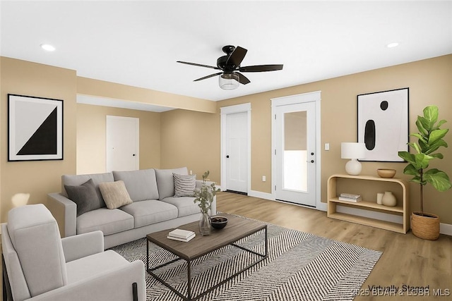 20 Simple Time Dr, Camdenton, MO 65020 - living area featuring light wood-style floors, a ceiling fan, and recessed lighting