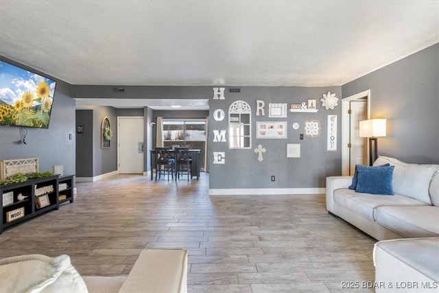 living room featuring light wood-type flooring