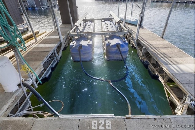 view of dock featuring a water view