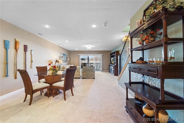 view of carpeted dining room