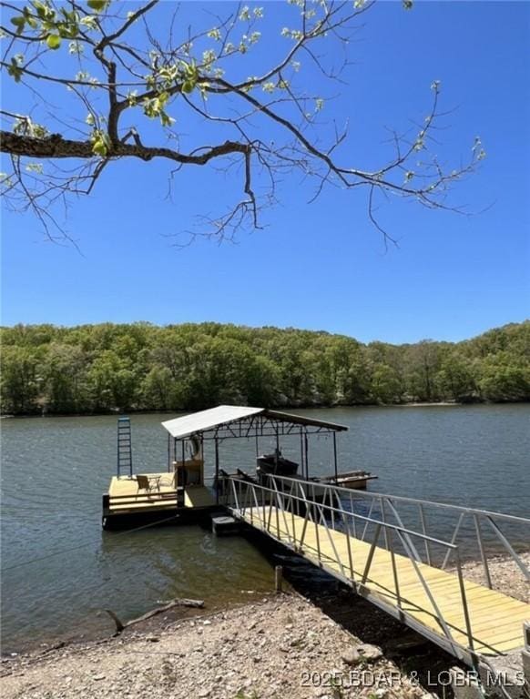 view of dock featuring a water view