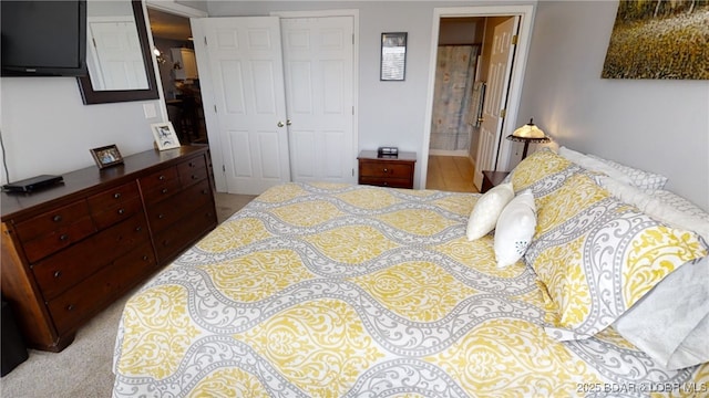 bedroom featuring a closet and ensuite bathroom