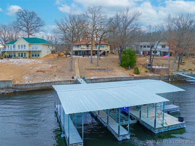 dock area featuring a water view