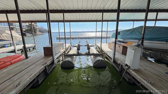 view of dock featuring a water view