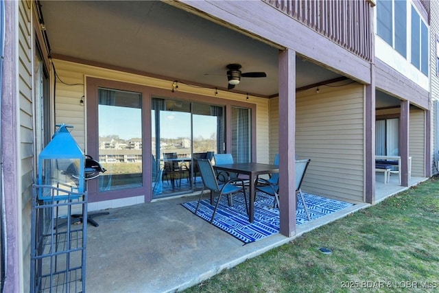 view of patio / terrace featuring ceiling fan