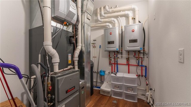 utility room with water heater