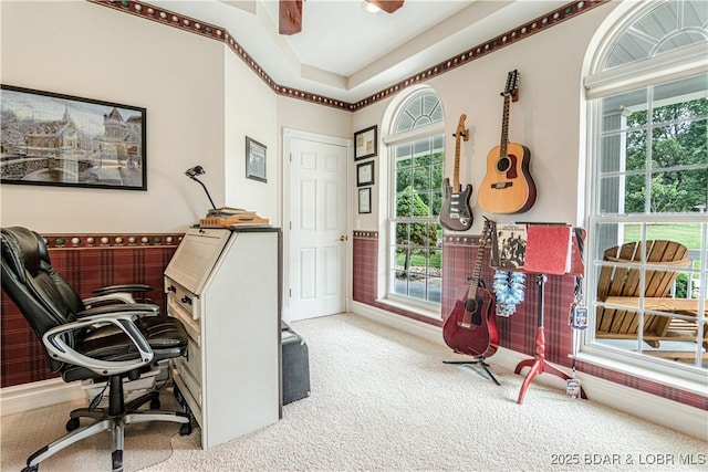 home office featuring carpet flooring