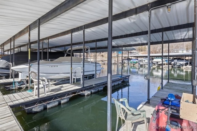 view of dock featuring a water view