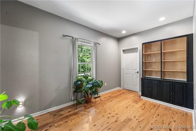 interior space with light hardwood / wood-style floors