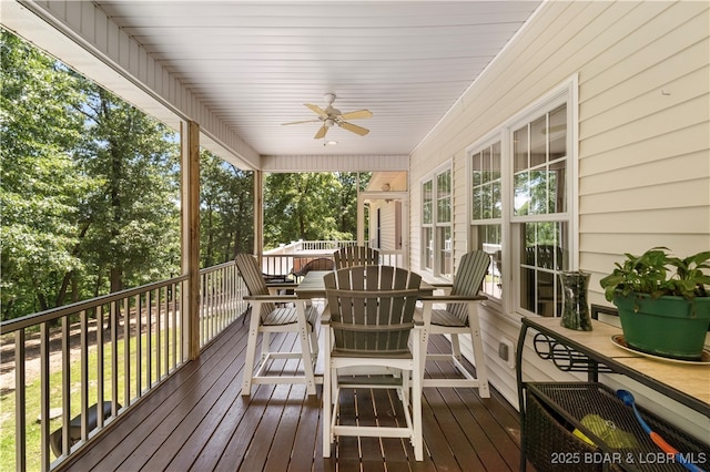 sunroom / solarium with ceiling fan