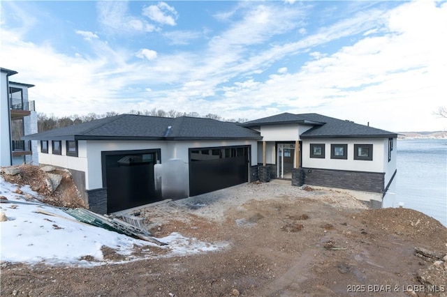 prairie-style house with a garage