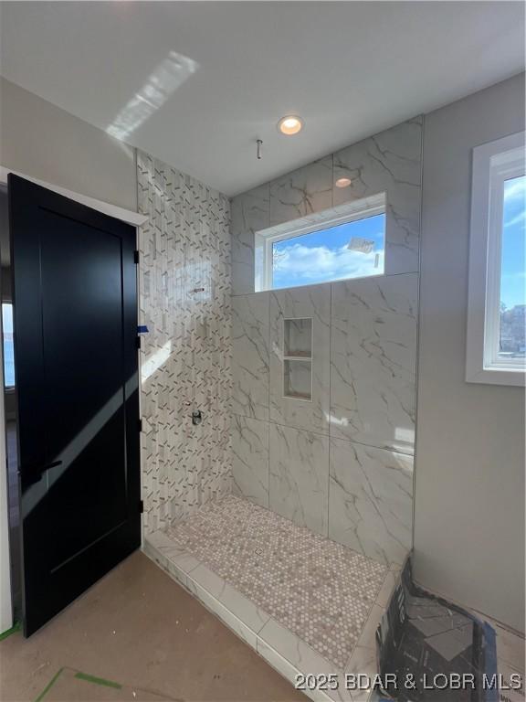 bathroom with a walk in shower