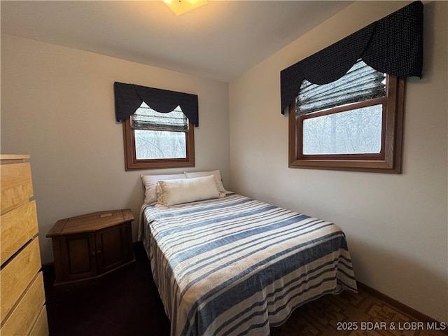 bedroom with parquet floors