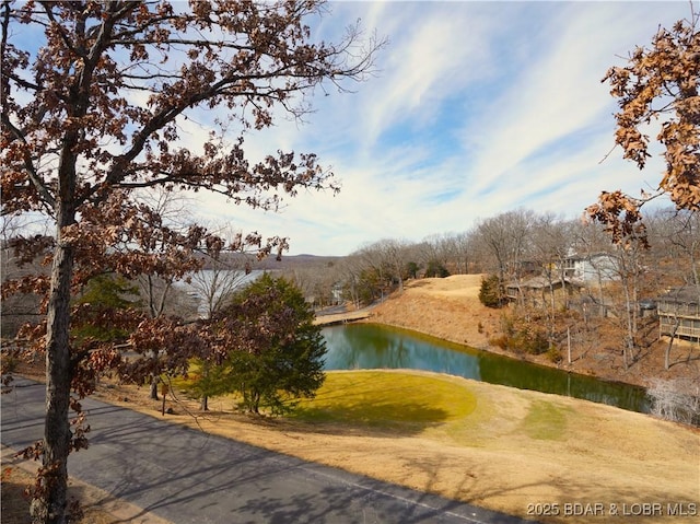 view of property's community with a water view