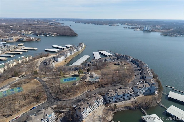 bird's eye view featuring a water view