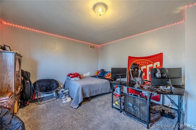 carpeted bedroom with visible vents