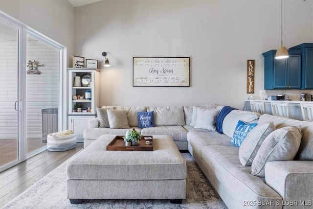 living room featuring dark hardwood / wood-style floors