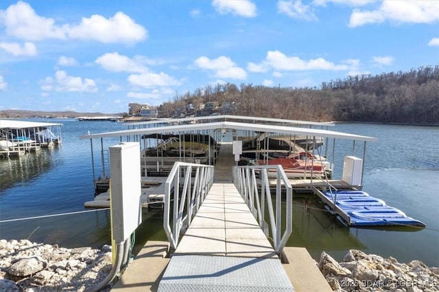 view of dock featuring a water view