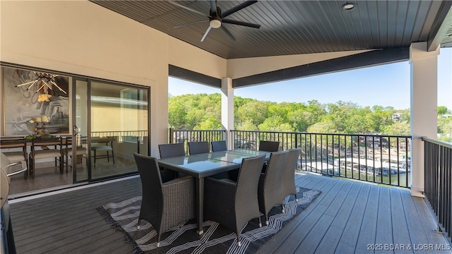 deck featuring ceiling fan