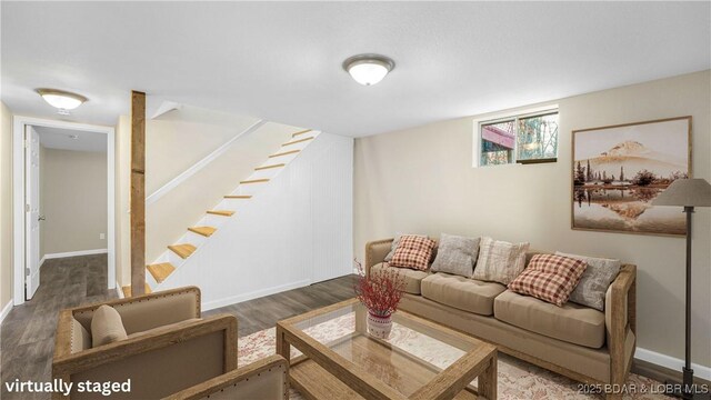 27436 Eola Ln, Rocky Mount, MO 65072 - living room with dark wood-type flooring