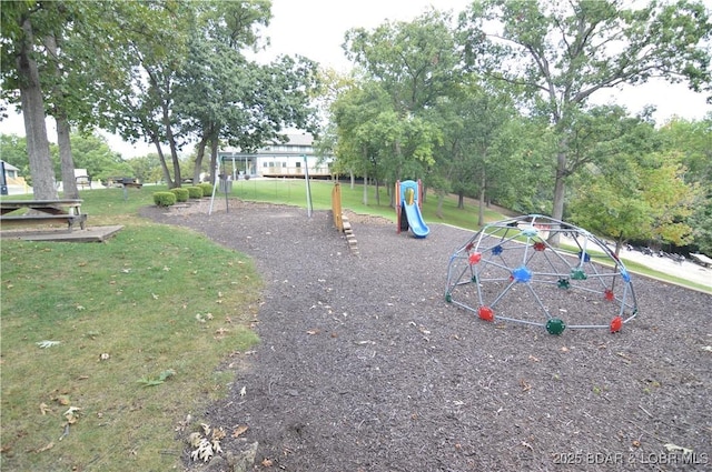 surrounding community with a playground and a lawn