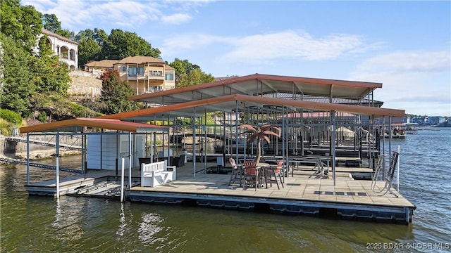 view of dock featuring a water view