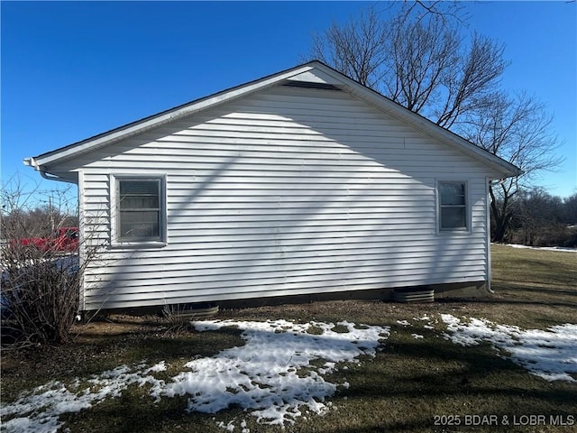 view of snow covered exterior