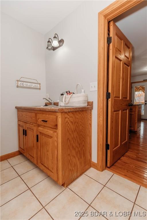 bathroom featuring vanity and tile patterned floors