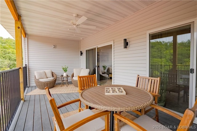 wooden terrace with ceiling fan