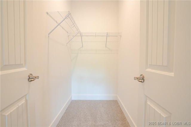 walk in closet with carpet