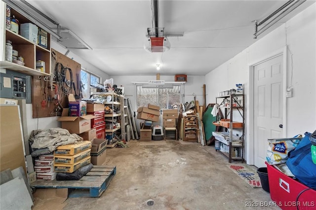 garage with a garage door opener