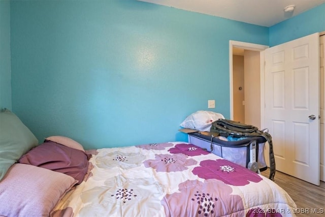 bedroom with hardwood / wood-style floors