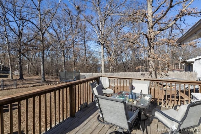 deck featuring a trampoline