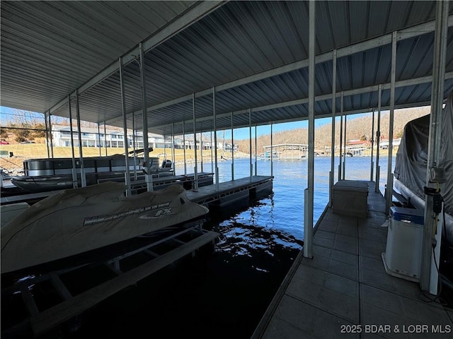 view of dock featuring a water view