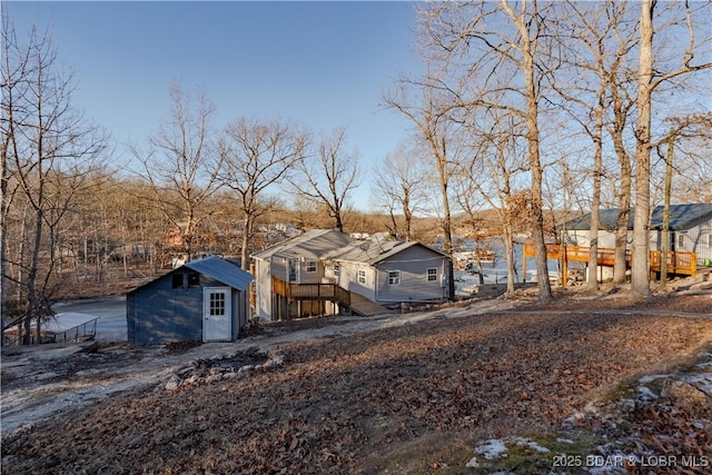 view of front of property with a deck