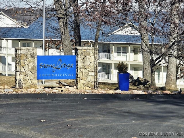 view of community sign