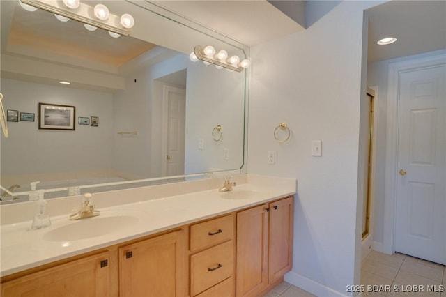 bathroom featuring vanity and tile patterned floors