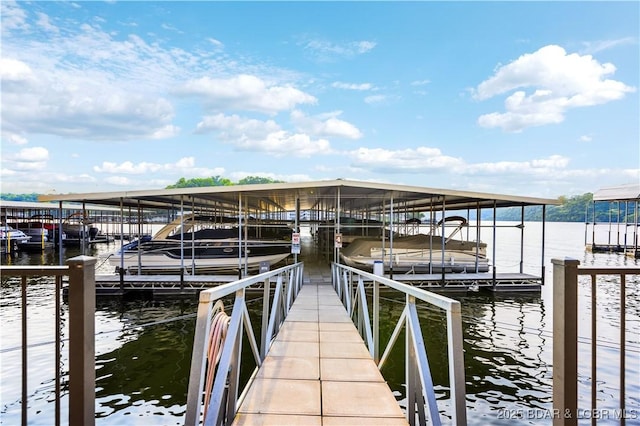 view of dock featuring a water view