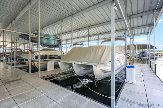 dock area featuring a water view