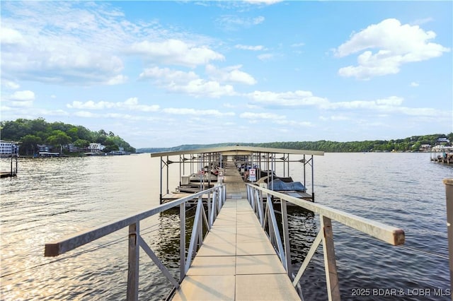 view of dock featuring a water view