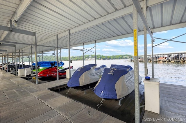 dock area featuring a water view