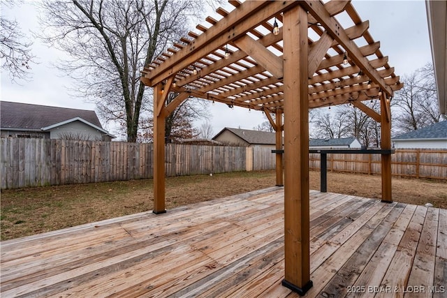 wooden terrace with a pergola