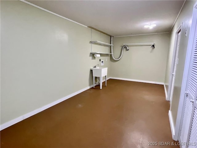 basement with sink