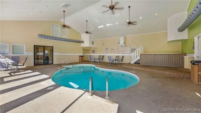 community pool with ceiling fan