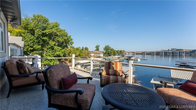 balcony with a water view