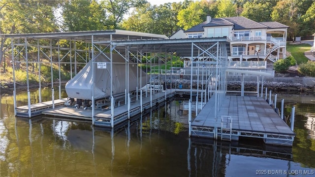 view of dock featuring a water view