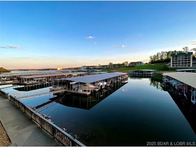 view of dock featuring a water view