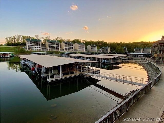 dock area featuring a water view