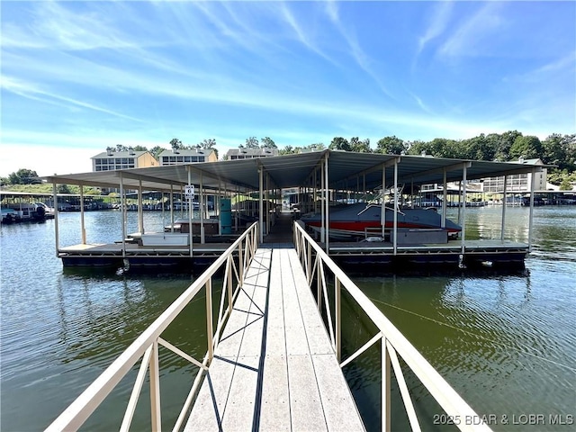 dock area featuring a water view