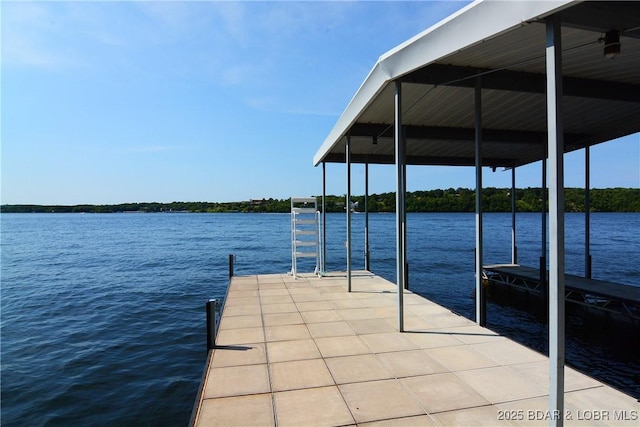 view of dock featuring a water view